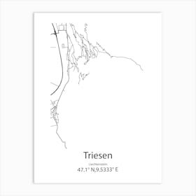 Triesen,Liechtenstein Minimalist Map Art Print