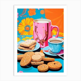 Tea & Biscuits Cartoon Style 1 Art Print