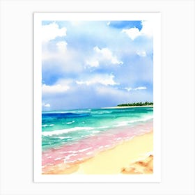 Bavaro Beach 3, Dominican Republic Watercolour Art Print
