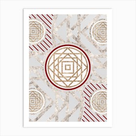 Geometric Abstract Glyph in Festive Gold Silver and Red n.0009 Art Print