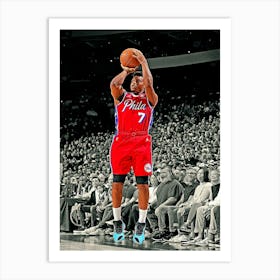 Kyle Lowry Of The Philadelphia 76ers Shoots A Three Point Basket Against The New York Knicks Art Print