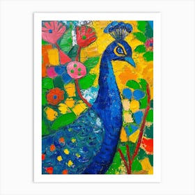 Colourful Peacock Painting 2 Art Print