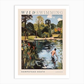 Wild Swimming At Hampstead Heath London 1 Poster Art Print