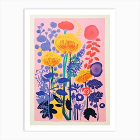 Colourful Flower Still Life Risograph Style 10 Art Print