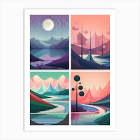 Landscape Geometric Abstract Illustration 12 Art Print