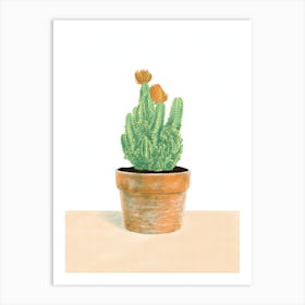 Cactus In Terracotta Pot Art Print