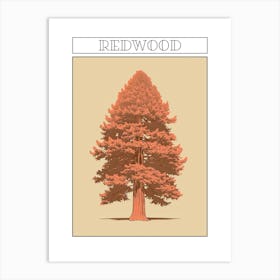 Redwood Tree Minimalistic Drawing 2 Poster Art Print