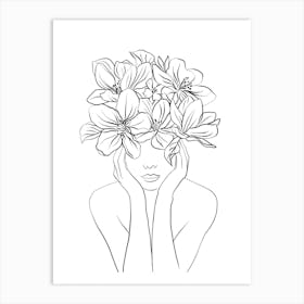 Woman with flowers in her hair (Venus III) Art Print