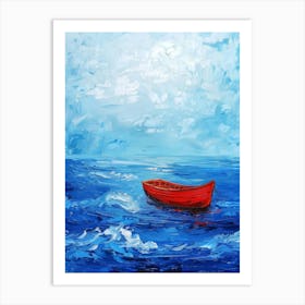 Red Boat In The Sea 8 Art Print