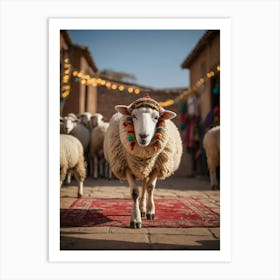 Sheep In A Village Art Print