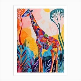 Colourful Giraffe With Patterns 6 Art Print