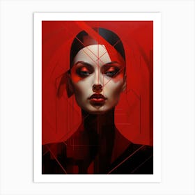 Abstract Geometric Lady Portrait 3 Art Print