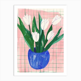 Tulips In A Blue Vase 2 Art Print