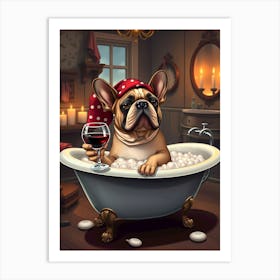 French Bulldog In Bathtub 1 Art Print