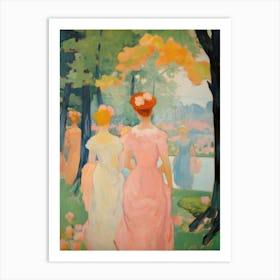 Two Women In Pink Dresses Art Print