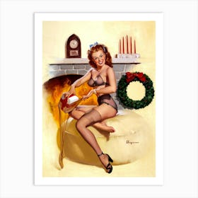 Sexy Pin Up Girl With A Present For You Art Print