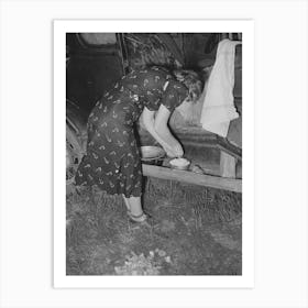 Untitled Photo, Possibly Related To Migrant Woman Peeling Potatoes On Running Board Of Car While Camped Ne Art Print