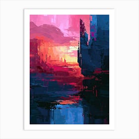 Abstract - Sunset | Pixel Minimalism Art Series Art Print