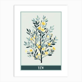 Yew Tree Flat Illustration 1 Poster Art Print