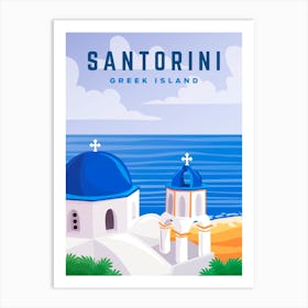 Greece, Santorini — Retro travel minimalist poster 5 Art Print