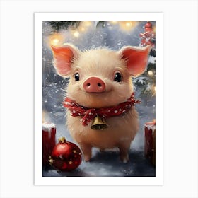 Christmas Pig 1 Art Print