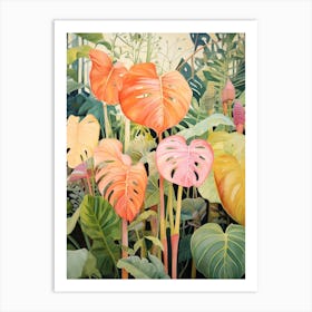 Tropical Plant Painting Swiss Cheese Plant 2 Art Print