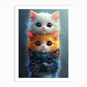 Cute Cats Stacked Together 6 Art Print