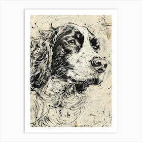 English Springer Spaniel Line Sketch 2 Art Print