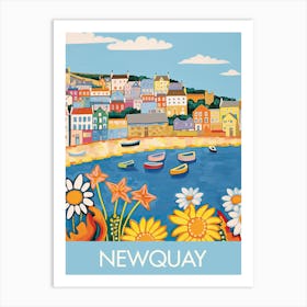 Newquay England Travel Print Painting Cute Art Print