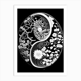 Repeat Yin and Yang 1 Linocut Art Print