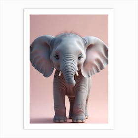Cute Baby Elephant Nursery Ilustration (3) Art Print