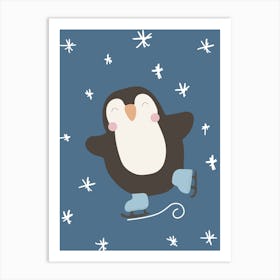 Penguin Skating Art Print