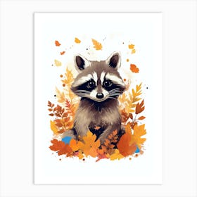 Raccoon Cute Illustration 6 Art Print