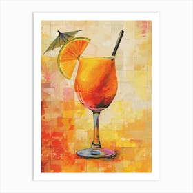Tequila Sunrise Inspired Cocktail Watercolour 3 Art Print