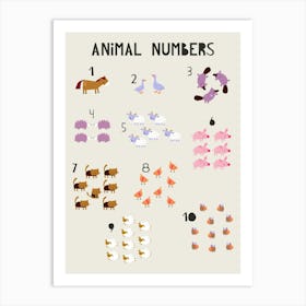 Animal numbers Art Print
