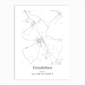 Emsdetten,Germany Minimalist Map Art Print