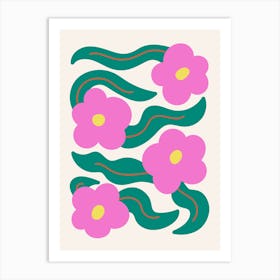 Pink Flowers Print Art Print