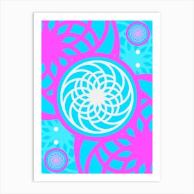 Geometric Glyph in White and Bubblegum Pink and Candy Blue n.0024 Art Print