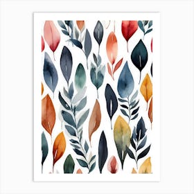 Watercolor Leaves Seamless Pattern Art Print