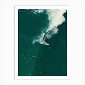 Aerial View Of A Surfer Riding A Wave Art Print