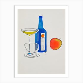 Georgia Peach Picasso Line Drawing Cocktail Poster Art Print