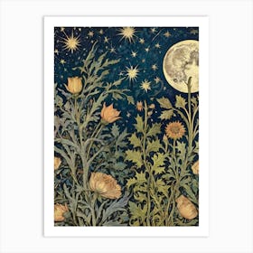 Moon And Flowers Style William Morris 2 Art Print