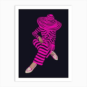 Pink stripe fashionista Art Print