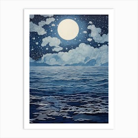 Moon Over The Ocean Art Print