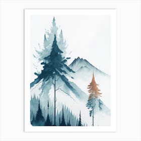 Mountain And Forest In Minimalist Watercolor Vertical Composition 66 Art Print