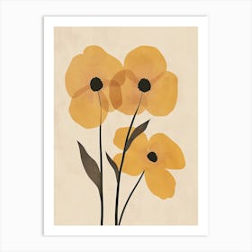 Yellow Poppies Boho Minimalist Style Art Print