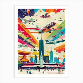 Air Space Museum New York Colourful Silkscreen Illustration 1 Art Print