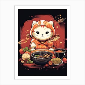 Kawaii Cat Drawings Cooking 7 Art Print