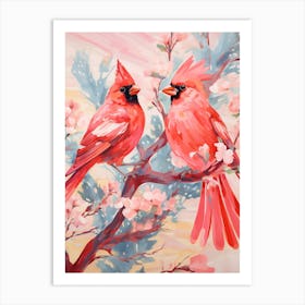 Vintage Japanese Inspired Bird Print Northern Cardinal 1 Art Print