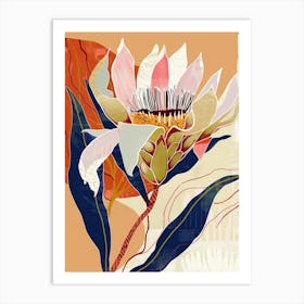 Colourful Flower Illustration Protea 2 Art Print